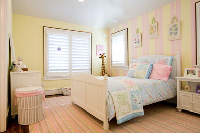 Bedroom - traditional bedroom idea in Denver with multicolored walls