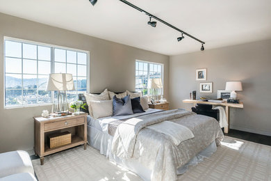 Inspiration for a large contemporary master dark wood floor bedroom remodel in San Francisco with gray walls and no fireplace