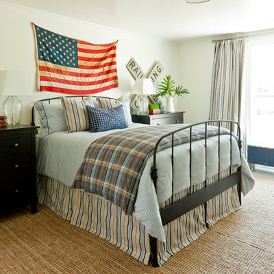 Farmhouse bedroom photo in Birmingham with white walls