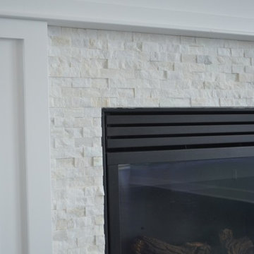 Split Face White Marble Fireplace Surround