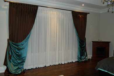 Stationary Satin Drapery Panels w/ Complementary color backing