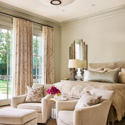 Bedroom - traditional bedroom idea in Dallas with green walls