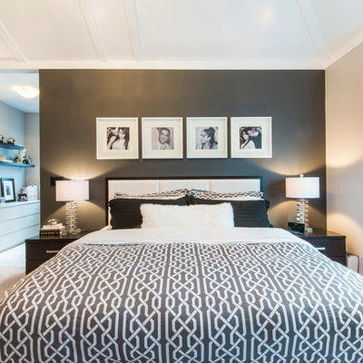 Example of a trendy bedroom design in Vancouver with gray walls