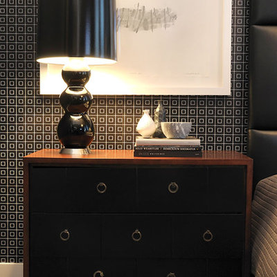 Trendy bedroom photo in Other with multicolored walls