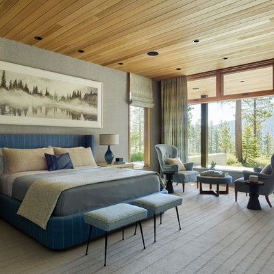 Trendy master bedroom photo in San Francisco with gray walls