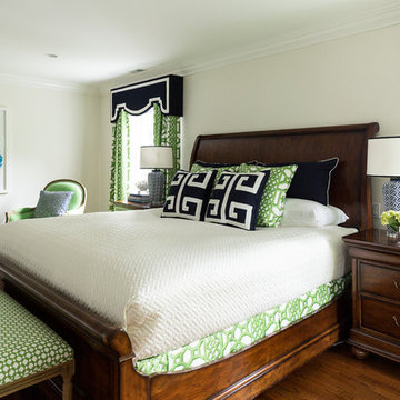 Tailored Blue and Green Master Bedroom
