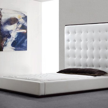 Tall Headboard Platform Eco-Leather Bed