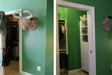 Transitional carpeted bedroom photo in DC Metro with green walls