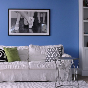 Teenage girl's blue bedroom, Sharon, MA