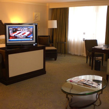 Television Lift Cabinet at Farimont Hotel. TV lift cabinets by Cabinet Tronix