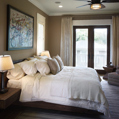 Bedroom - contemporary bedroom idea in Tampa with beige walls