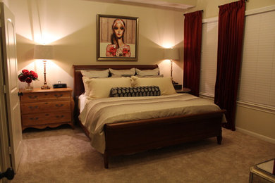 Example of a trendy master bedroom design in Houston