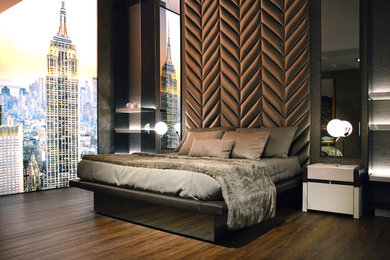 Пример оригинального дизайна: хозяйская спальня в стиле модернизм