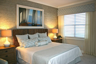 Mid-sized elegant guest carpeted bedroom photo in Tampa with beige walls and no fireplace