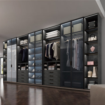 The Straight Shaped Wardrobe With Glass Fronts