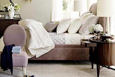 Inspiration for a large transitional master carpeted bedroom remodel in Boston with beige walls and no fireplace