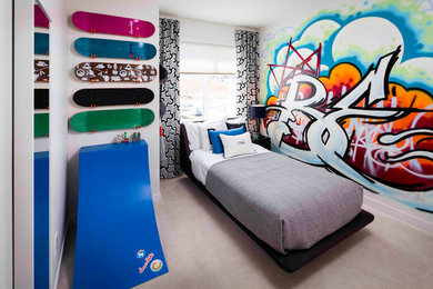 Example of a minimalist bedroom design in Calgary