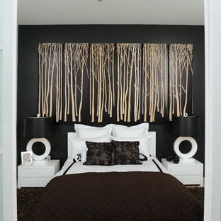 Diseño de dormitorio actual con paredes negras