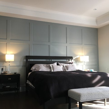 Toronto Home, master bedroom crownmoulding & wall paneling