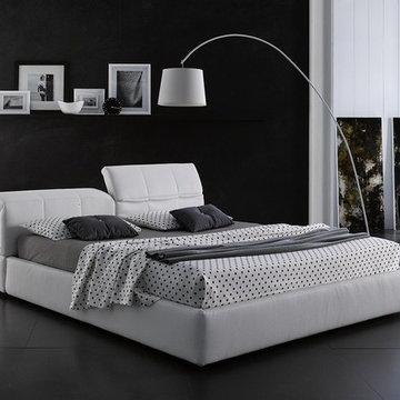 Tower Modern Bed in White Eco-Leather