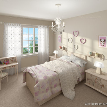 Townhome Girls Bedroom 3D Render