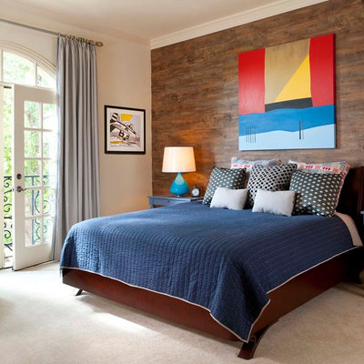 Example of a classic bedroom design in Dallas with white walls