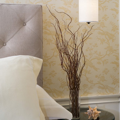 Inspiration for a timeless bedroom remodel in Boston with multicolored walls