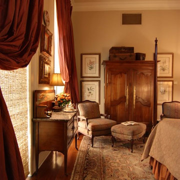 Traditional Bedroom with Antiques and Silk Drapery
