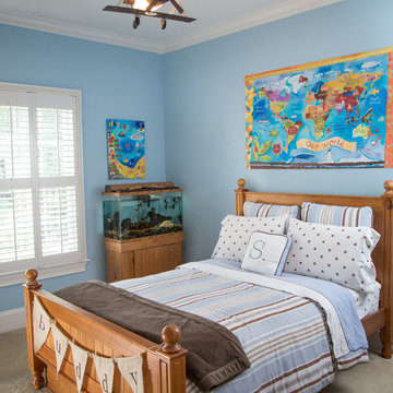 Traditional blue & brown boy's bedroom