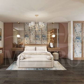 Traditional floral oriental design bedroom furniture