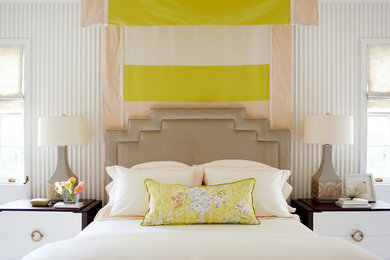 Inspiration for a medium sized classic master bedroom in Raleigh with white walls.
