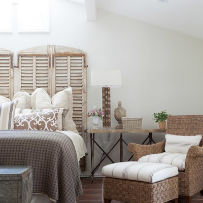 Example of a transitional terra-cotta tile bedroom design in Dallas