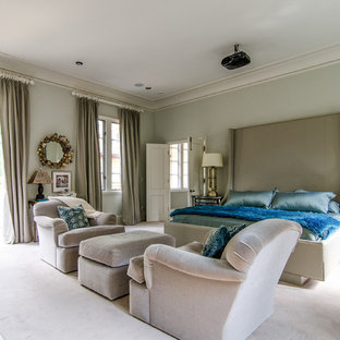 Transitional bedroom photo in Atlanta with gray walls