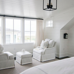 Inspiration for a master dark wood floor bedroom remodel in Philadelphia with white walls