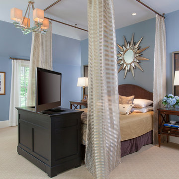 Transitional Master Bedroom- Bed & Flat Screen TV on Console