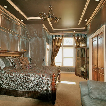 Turquoise and Brown Faux Painted Walls with Anaglypta and Torn Wallpaper Effect