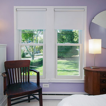 Two New Windows in Stylish Purple Bedroom