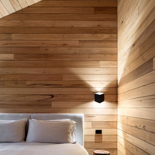 75+ Schlafzimmer mit Betonboden und gewölbter Decke Ideen, Design