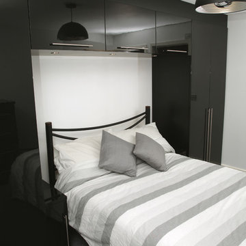 Ultra-modern bespoke bedroom in a new city development in the City of London