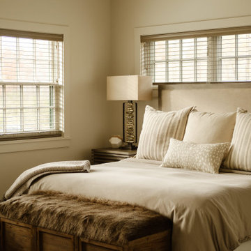 Understated Bedroom with Accent Lamp, Pillows