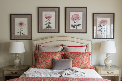 Photo of a medium sized classic master bedroom in Dallas with beige walls and medium hardwood flooring.