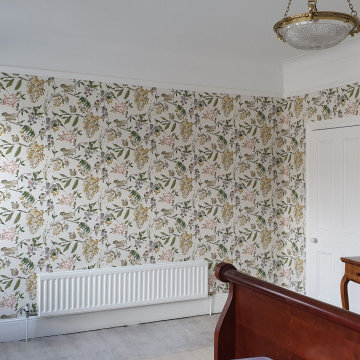 Wallpaper in Master bedroom transformation in Balham