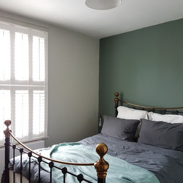 We layered up greys and greens to create a subtle, tonal scheme