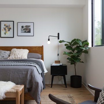 West Elm Knock-off Bed, Nightstand, Chair with Fiddle Leaf Fig