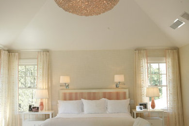Inspiration for a timeless bedroom remodel in New York with beige walls