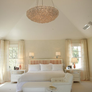 Inspiration for a timeless bedroom remodel in New York with beige walls