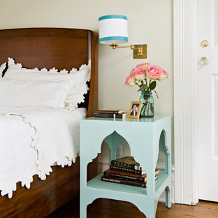 Inspiration for a timeless medium tone wood floor bedroom remodel in Portland with beige walls