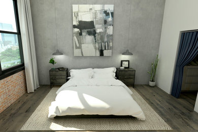 Example of an urban bedroom design in Chicago