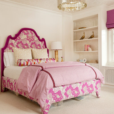 Bedroom - transitional carpeted bedroom idea in Boston with beige walls