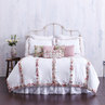 White Duvet Cover with Colorful Rosettes & Feather Trim